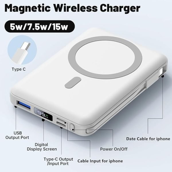 Yiisonger Power Bank Magnético 10000mAh - Batería Externa con Carga Rápida y Pantalla LED - Imagen 3