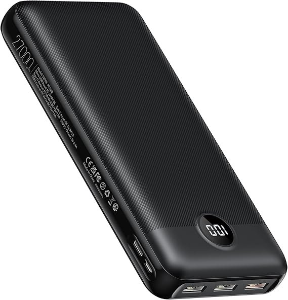 VEGER Power Bank 27,000mAh - Batería Externa con Carga Rápida de 22.5W y Pantalla LED