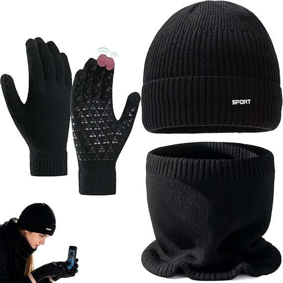 Conjunto de Invierno: Gorro, Bufanda y Guantes Táctiles